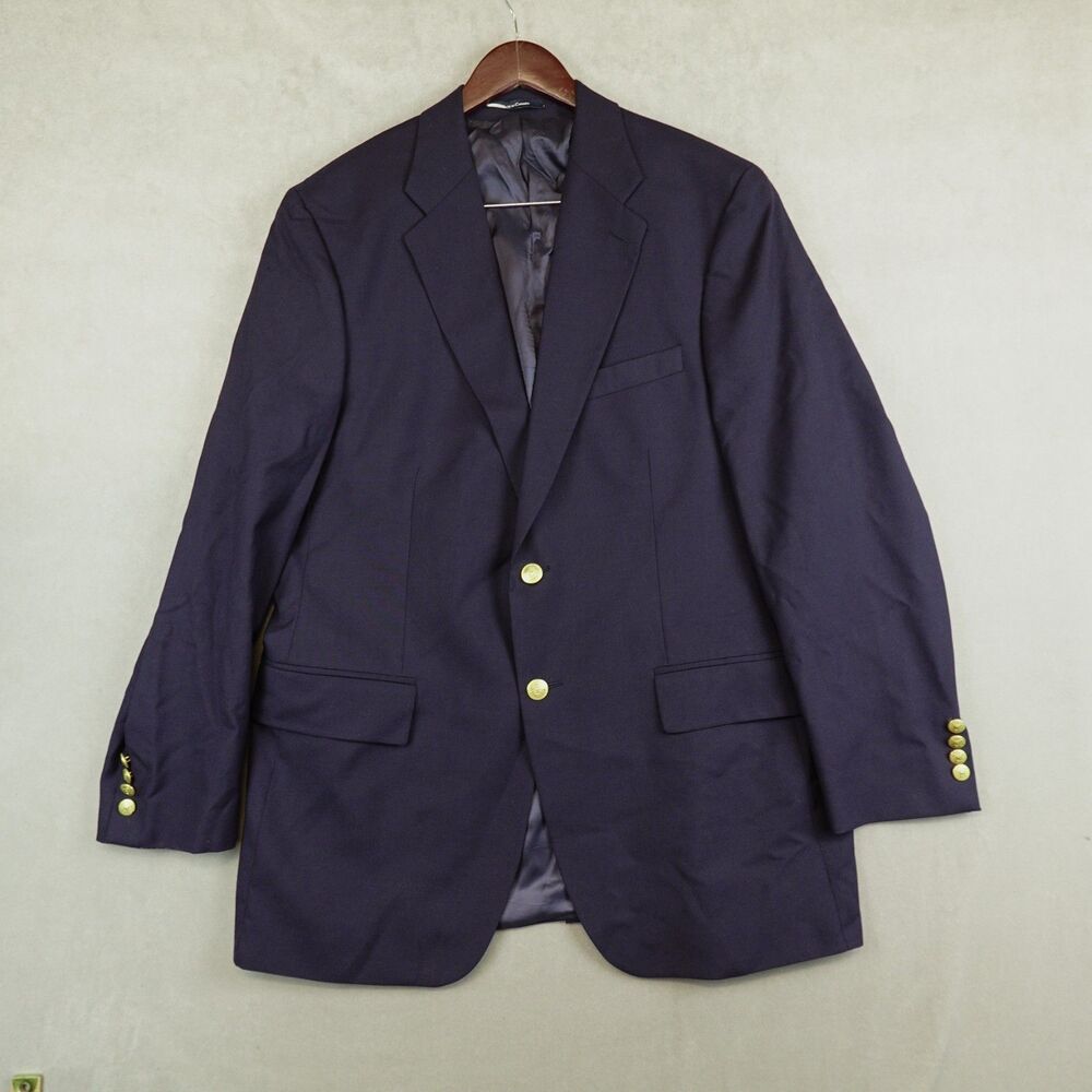 Polo University Club Ralph Lauren Blazer Navy Blue Gold Buttons Wool Mens 43T